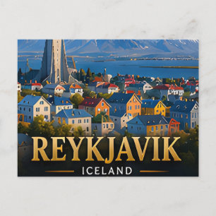 Carte Postale Reykjavik Islande Évasion Aurores Boréales ❄️