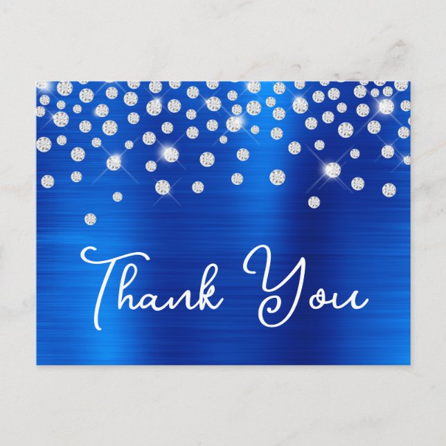 Carte Postale Rhinestones Royal Blue 21e anniversaire Merci (Devant)