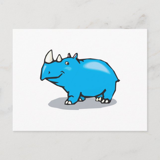 Carte Postale rhino bleu mignon (Devant)