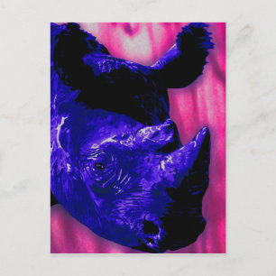 Carte Postale Rhino peint en bleu