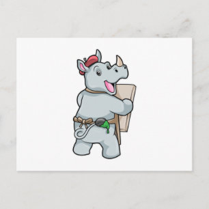 Carte Postale Rhinocéros à Peinture avec des Couleurs
