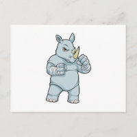 Rhinocéros en boxeur sur un ring de boxe