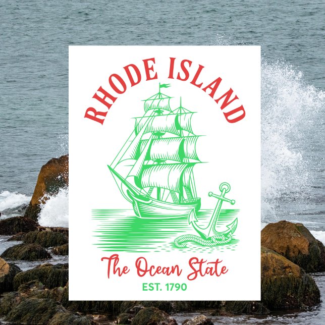 Carte Postale Rhode Island Voyage Nautique Océan État Établie en (Rhode Island)