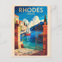 Rhodes Grèce Travel Art Vintage