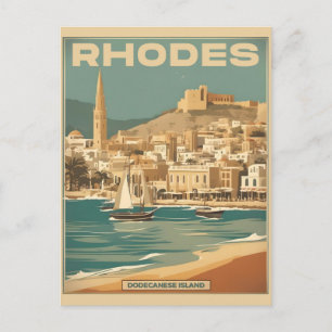 Carte Postale Rhodes vintage Grèce - Voyage île de Rhodes Grèce