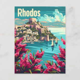 Carte Postale Rhodos Grèce Vintage
