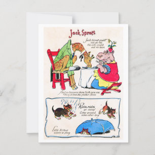 Carte Postale Rhyme de la crèche - Jack Spratt, pluie de pluie, 