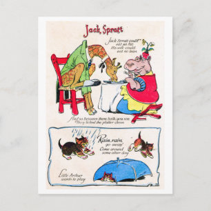Carte Postale Rhyme de la crèche - Jack Spratt, pluie de pluie,