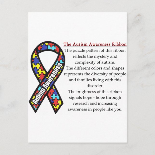 Carte Postale Ribbon de l'autisme (Devant)