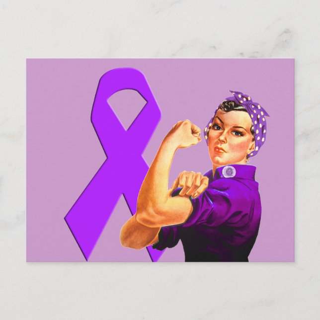 Carte Postale Ribbon de sensibilisation à la pourpre Rosie le Ri (Devant)
