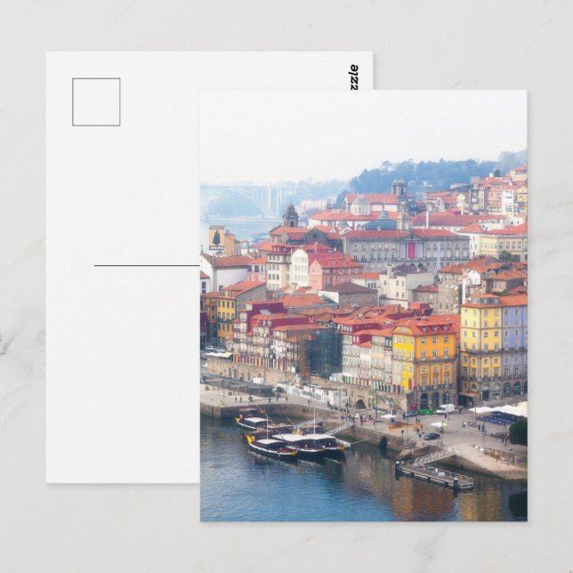 Carte Postale Ribeira et rivière Douro. Porto, Portugal. (Devant / Derrière)