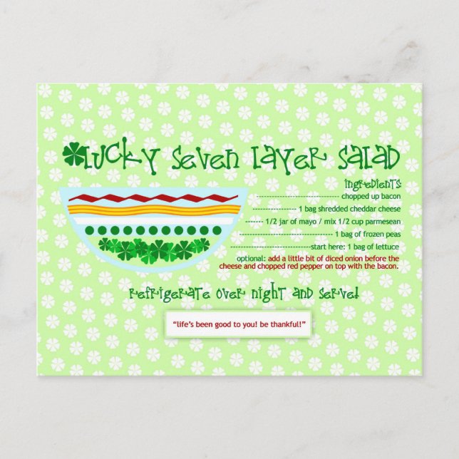 Carte Postale Rich Recettes LUCKY SEVEN LAYER SALAD (Devant)