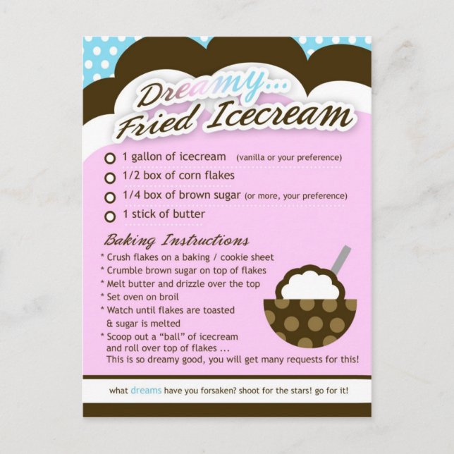 Carte Postale Rich Recettes RÊVER FRIED ICECREAM (Devant)