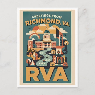 Carte Postale Richmond Virginia RVA Retro Travel Postcard 