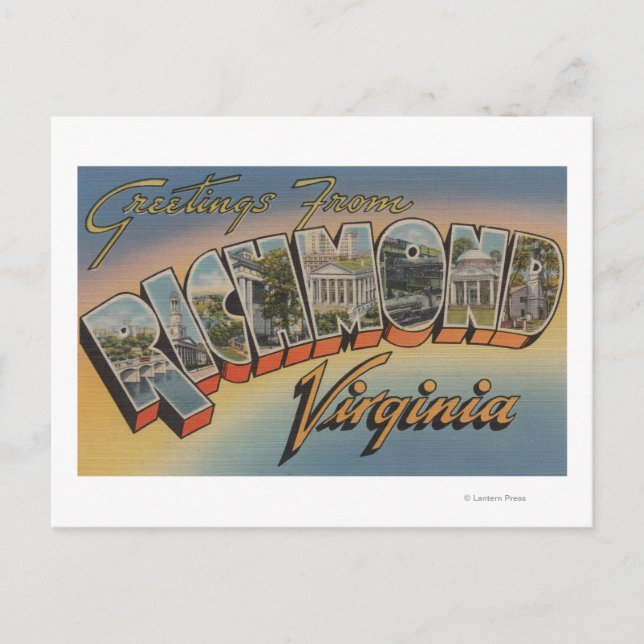 Carte Postale Richmond, Virginie - Grandes lettres Scènes 2 (Devant)