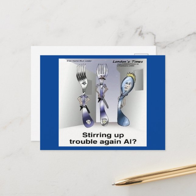 Carte Postale Rick London Funny Silverware Police (Devant/Arrière en situation)