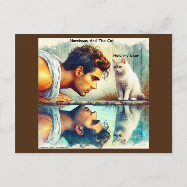 Carte Postale Rick London Narcissus & Le Chat Funny (Devant)