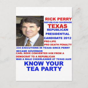 Carte Postale Rick Perry, gouverneur du Tea Party au Texas