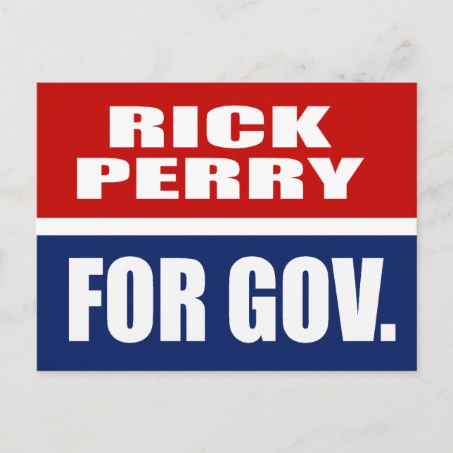 CARTE POSTALE RICK PERRY POUR LE GOUVERNEUR (Devant)