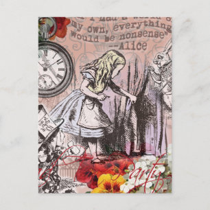 Carte Postale rideau d'alice nonsense pays des merveilles