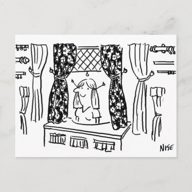 Carte Postale Rideaux et tissus amusants Haberdashery Cartoon (Devant)