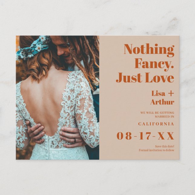 Carte Postale Rien de fantaisie juste amour photo boho enregistr (Devant)