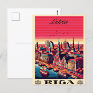 Carte Postale Riga City, Lettonie culture baltique cadeaux vinta