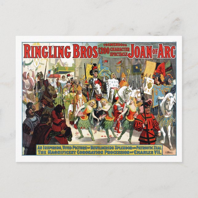 Carte Postale Ring Brothers Circus Joan of Arc Spectaculaire (Devant)