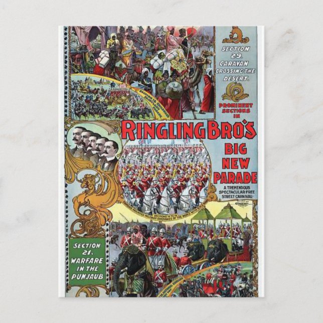 Carte Postale Ringling Brothers Parade Sections 1899 Théat Rétro (Devant)