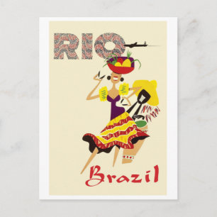 Carte Postale Rio, Brésil, danseuse brésilienne avec batteur