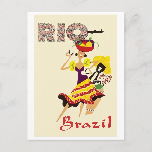 Carte Postale Rio, Brésil, danseuse brésilienne avec batteur (Devant)