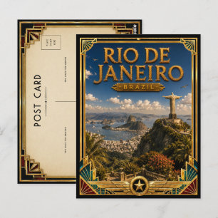 Carte Postale Rio de Janeiro Brésil Christ Rédempteur Vintage