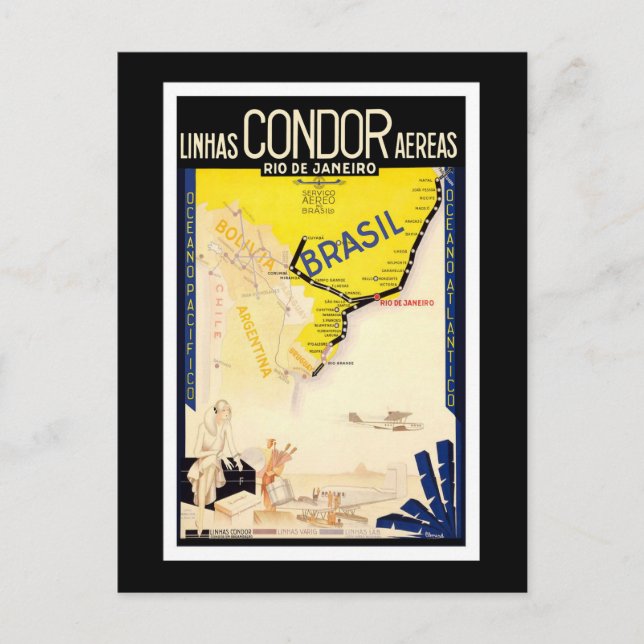 Carte Postale Rio De Janeiro Brésil Linhas Condor Aereas (Devant)