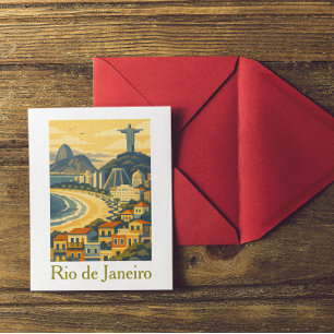 Carte Postale Rio de Janeiro Brésil Voyage Minimaliste Moderne