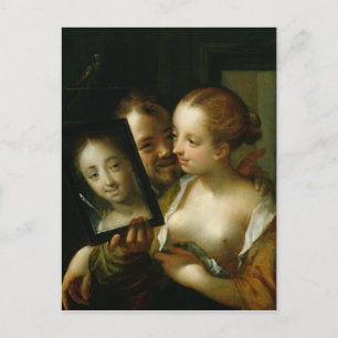 Carte Postale Rire Couple avec miroir, 1596