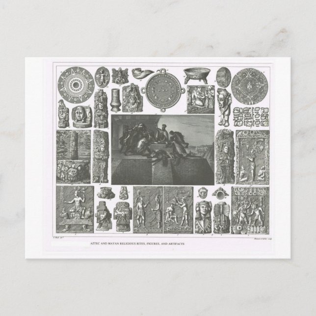 Carte Postale Rites, figures et artefacts aztèques et mayas (Devant)
