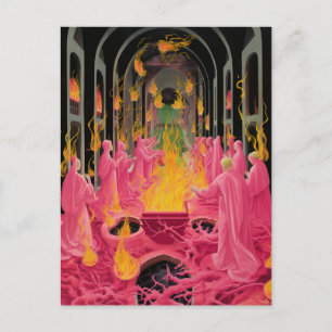 Carte Postale Rituel occulte rose éffrayant