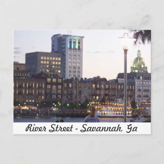 Carte Postale River Street - Savannah, Géorgie (Devant)
