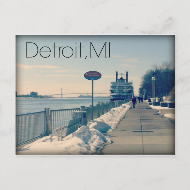 Carte Postale Riverwalk de Détroit (Devant)