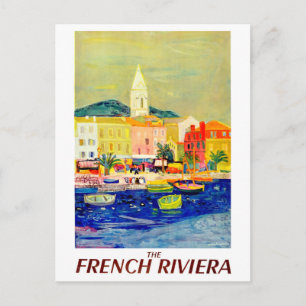 Carte Postale Riviera française, France, peinture, art, vintage