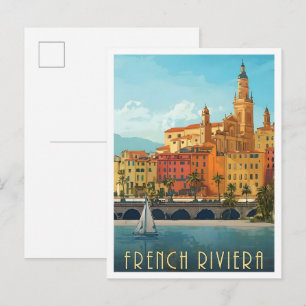 Carte Postale Riviera française voyage vintage 