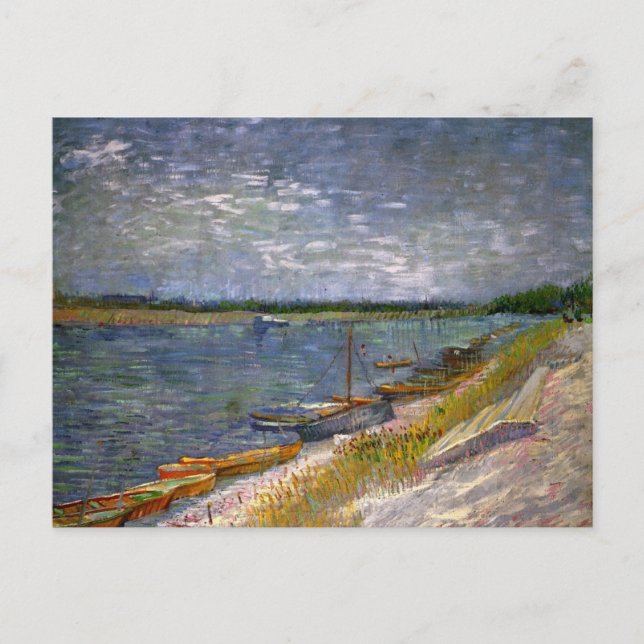 Carte Postale Rivière avec bateaux à rames par Vincent van Gogh (Devant)