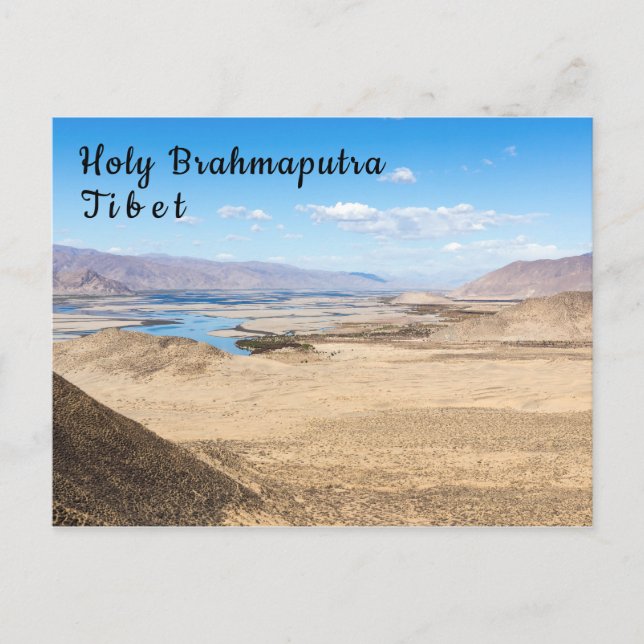Carte Postale rivière Brahmapoutre et paysage désertique - Tibet (Devant)