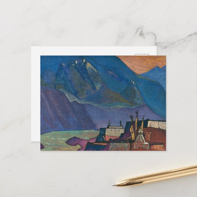 Carte Postale Rivière Chandra par Nicholas Roerich (Devant/Arrière en situation)