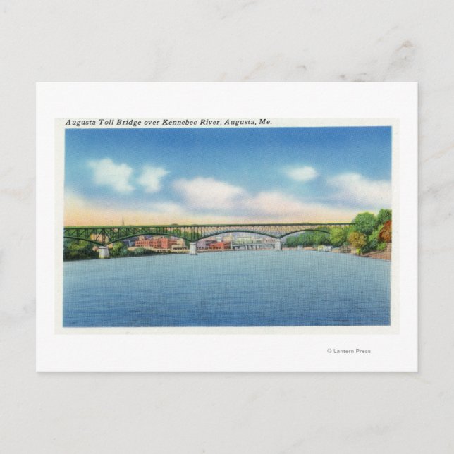 Carte Postale Rivière Kennebec Vue du pont-péage Augusta (Devant)