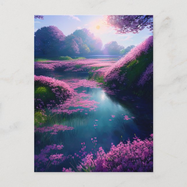 Carte Postale Rivière Sakura Petals (Devant)