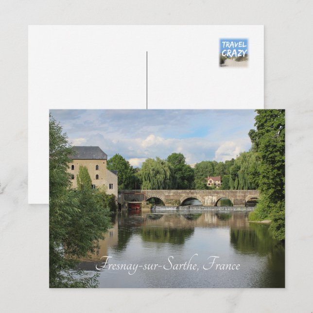 Carte Postale Rivière Sarthe, Fresnay-sur-Sarthe, France (Devant / Derrière)