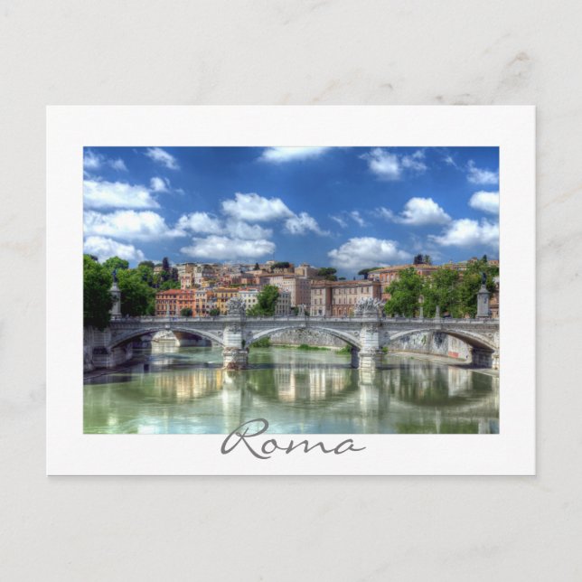 Carte Postale Rivière Tibre en Roma, Italie (Devant)