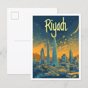 Carte Postale Riyadh Arabie Saoudite Vintage Art Travel