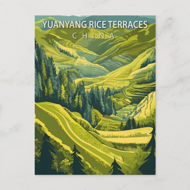 Carte Postale Rizières en terrasses de Yuanyang Chine Voyage Vin (Devant)